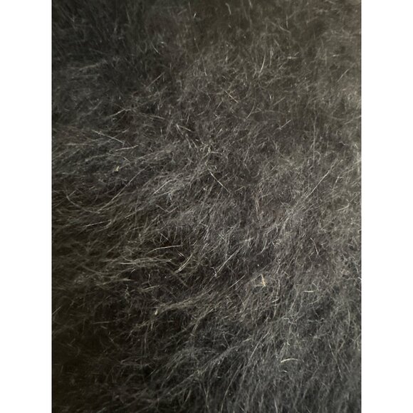 Black Fuzzy Bucket Hat One Size Rabbit Hair Blend Winter - Picture 3 of 5